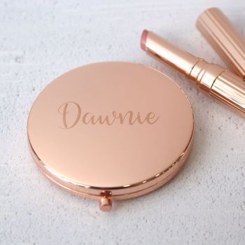 Rose Gold Personalised Compact Mirror 