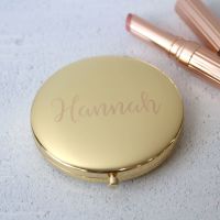 Gold Script Personalised Engraved Compact Mirror 