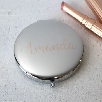 Silver Personalised Compact Mirror 