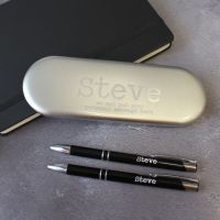 Black Personalised Engraved Pen & Technical Pencil Set 
