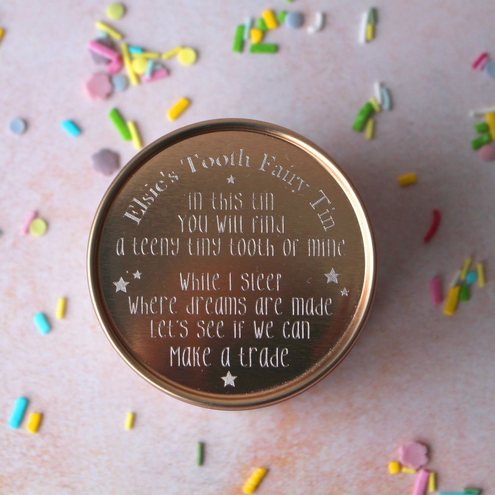 Rose Gold Tooth Fairy Box with Poem Design