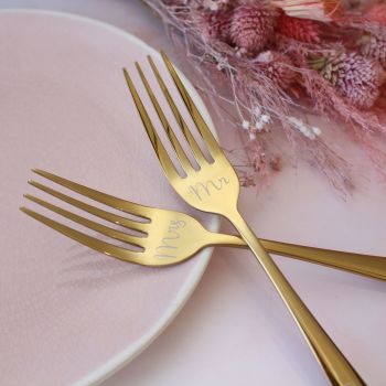 Gold Wedding Cake Fork Set