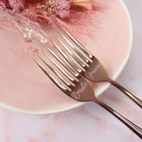 Rose Gold Wedding Cake Fork Set