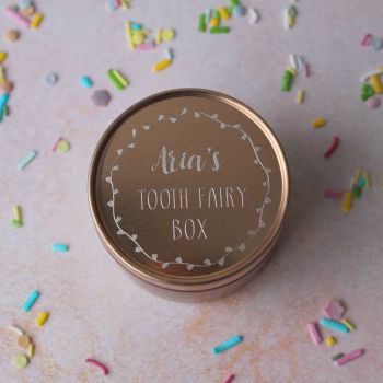 Rose Gold Tooth Fairy Box with Wreath Design