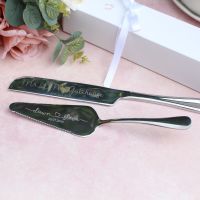 Personalised Silver Wedding Cake Knife and Server Set