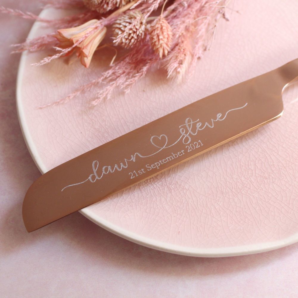 Personalised Rose Gold Wedding Cake Knife
