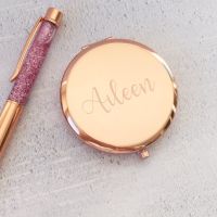 Seconds - Rose Gold Personalised Engraved Compact Mirror 6.5cm Size