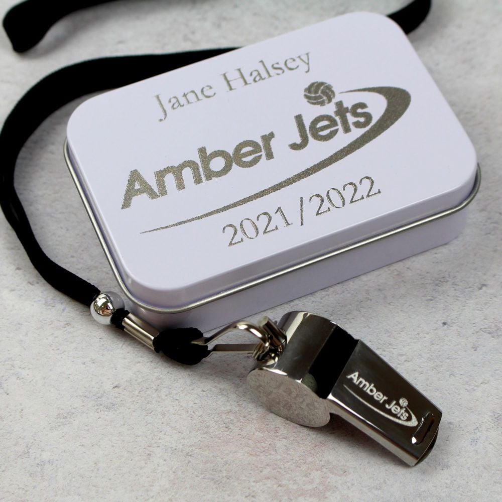Large Personalised Whistle and White Presentation Tin 