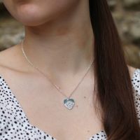 Sterling Silver Large Heart Mandala Pendant Necklace