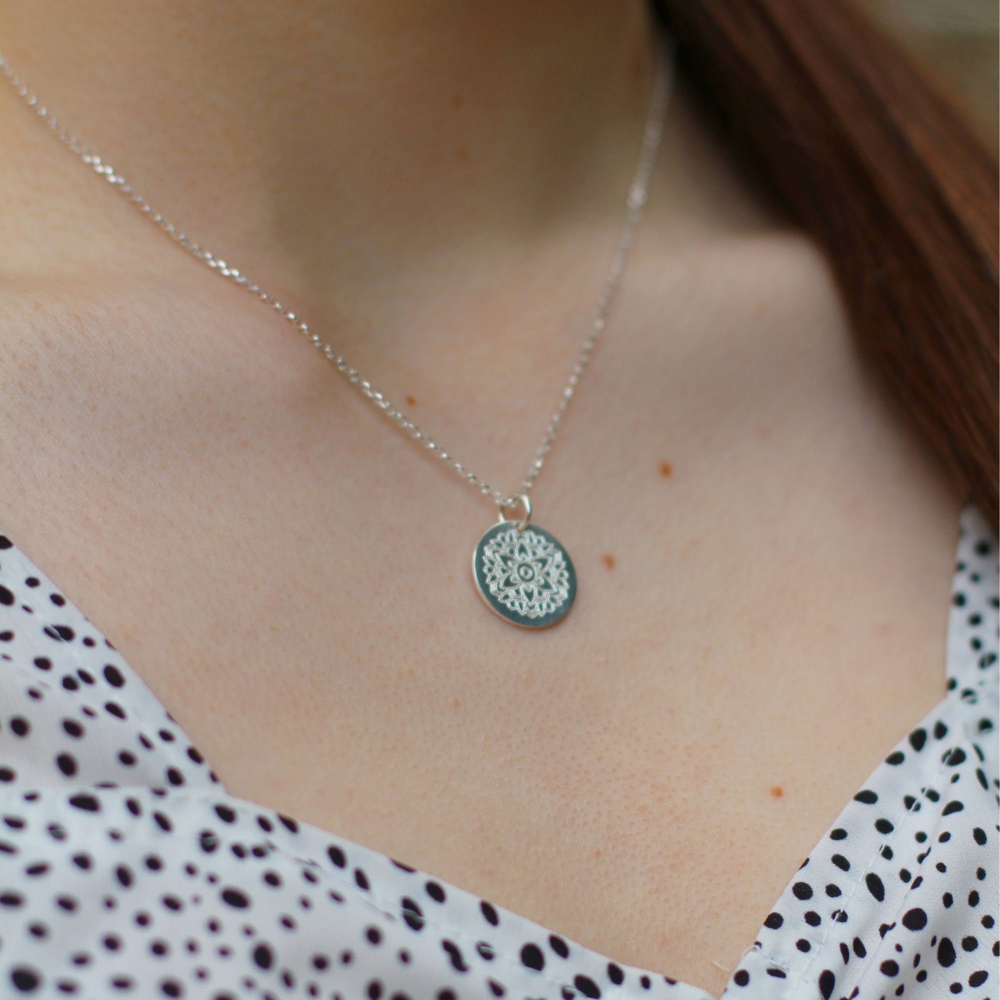 Polly Red Large Circle Mandala Sterling Silver necklace square 9
