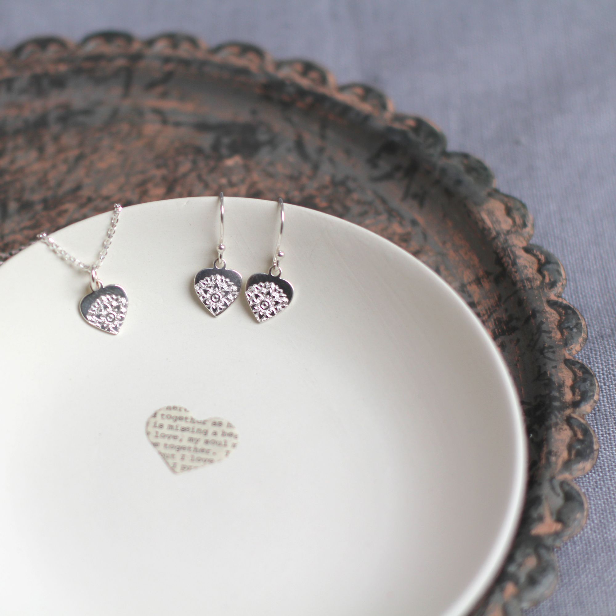Polly Red Mini Heart Mandala Necklace and earrings Square 5