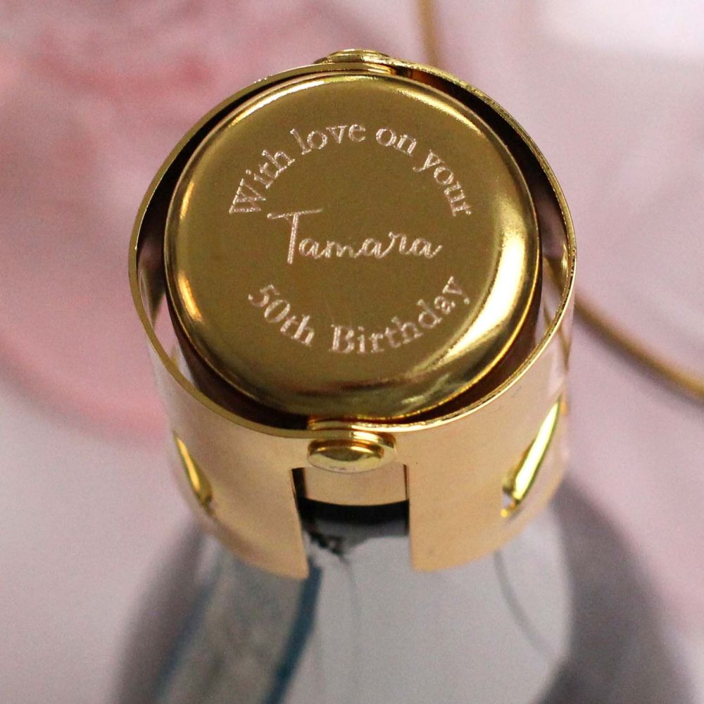 Personalised Gold Prosecco & Champagne Stopper | Polly Red