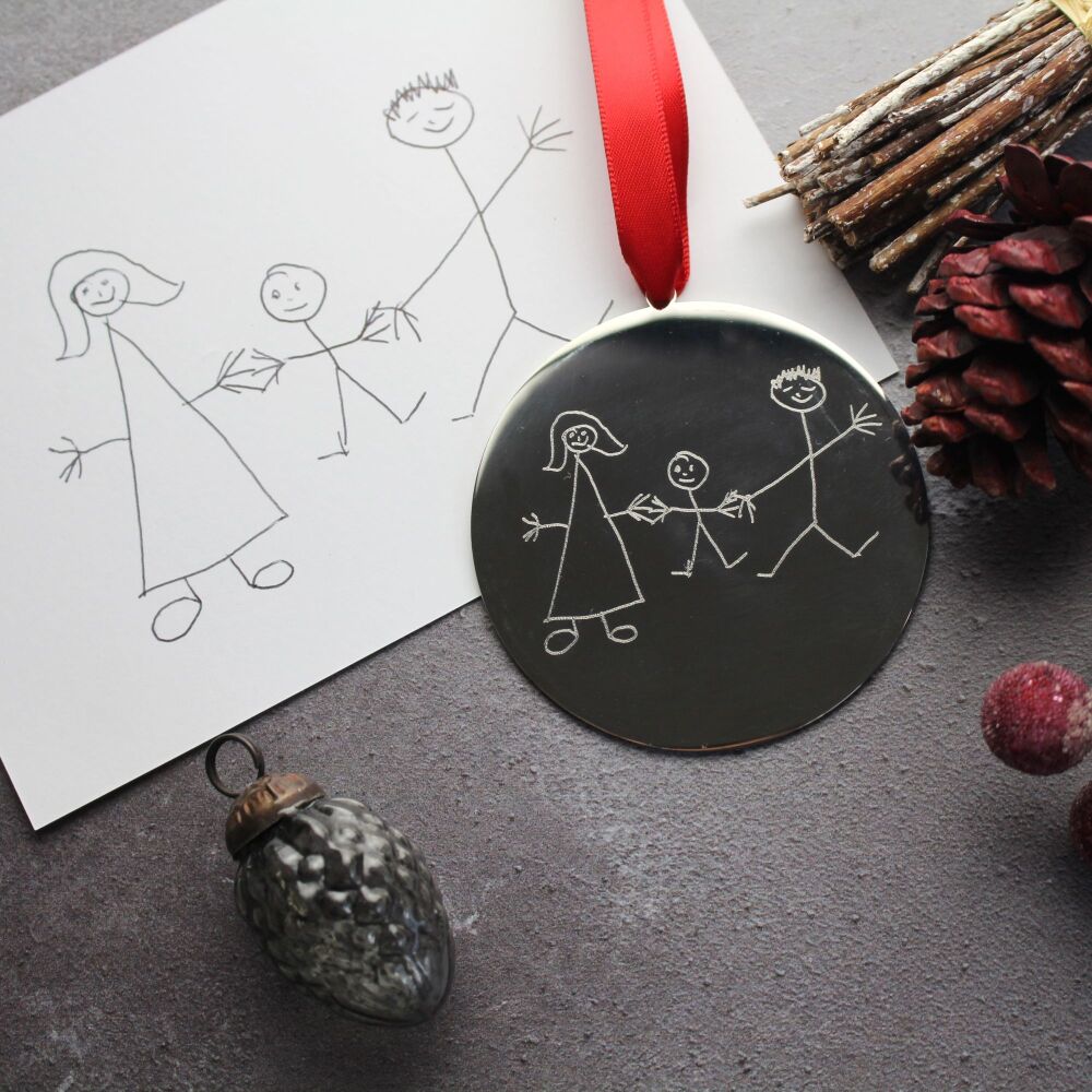 Personalised Kids Drawing Christmas Tree Decoration