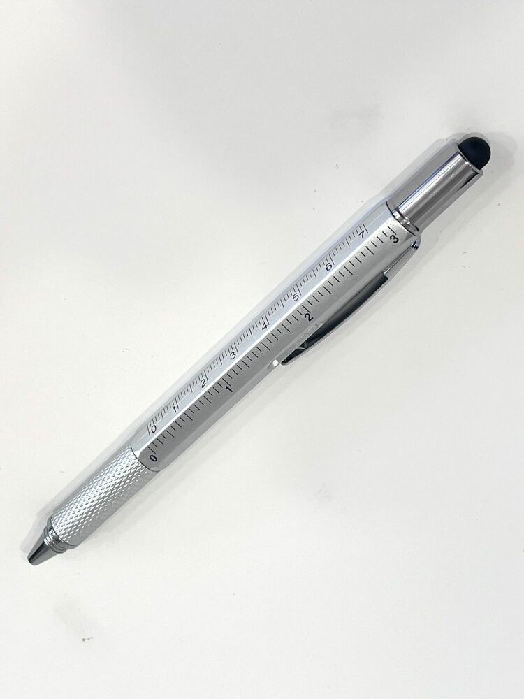 Silver ruler pen with spirit level - Black ink