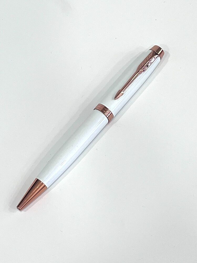 White and Rose Gold Pen - Blue ink