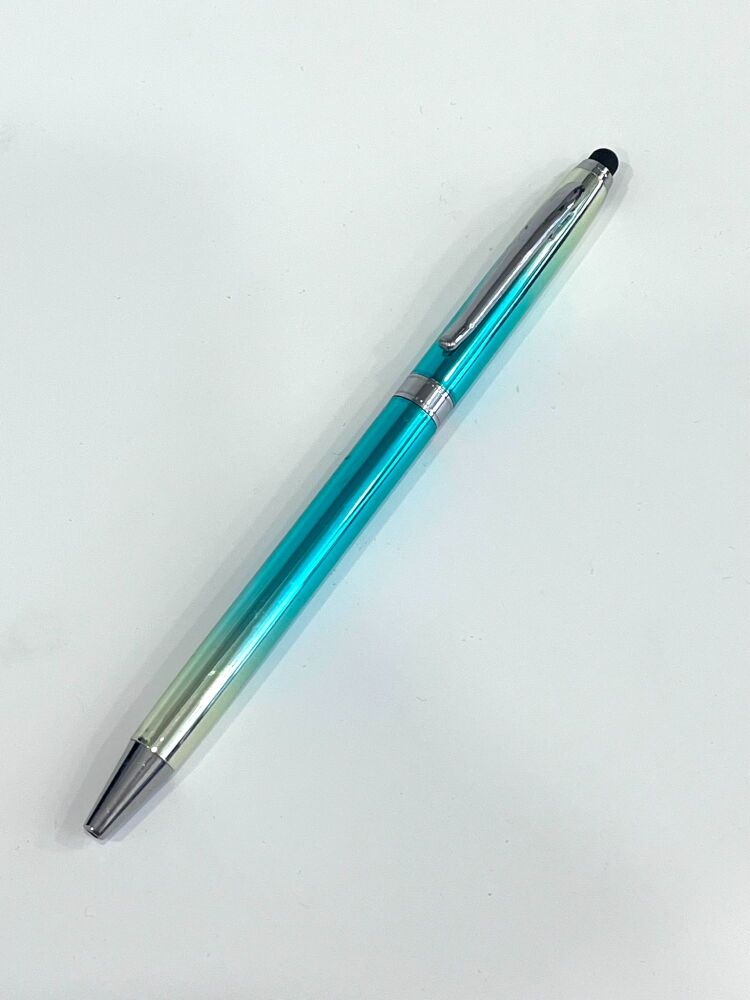 Green and Gold Ombre Pen with Stylus - Blue ink