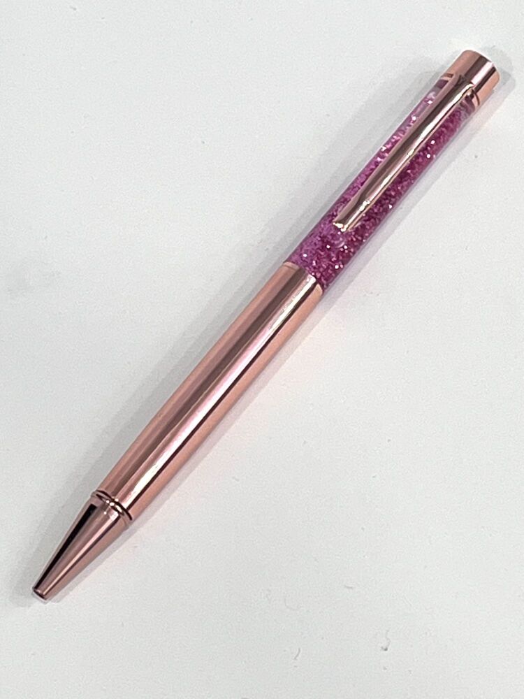 Pink & Rose Gold Glitter Ballpoint Pens - Black ink