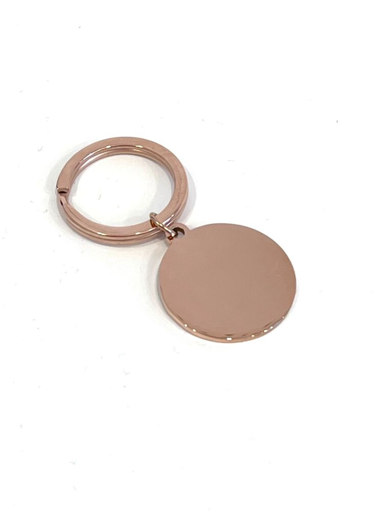Rose Gold Round Keyring with Exterior hole