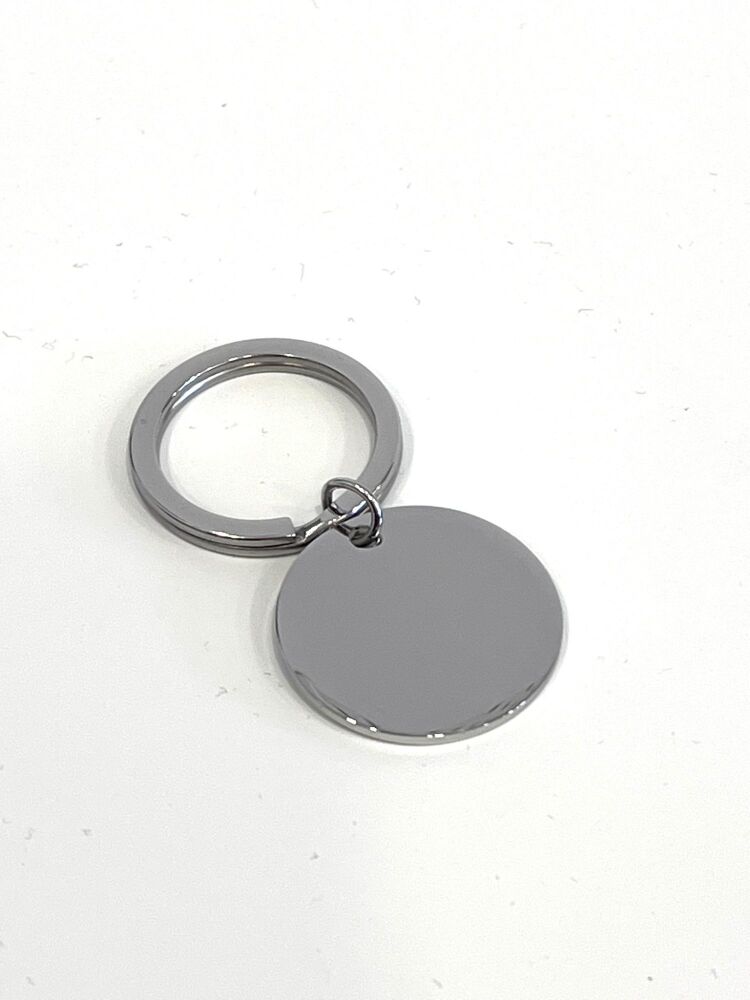 Silver Round Keyring, 25mm diameter with Interior hole