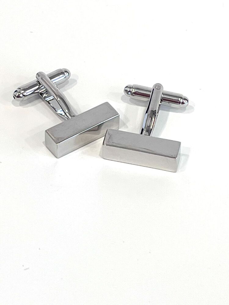 Silver rectangle cufflinks - 1 pair
