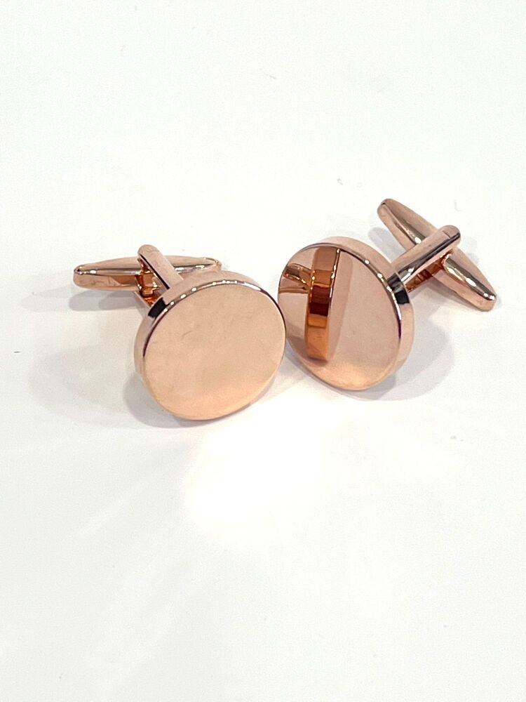 Rose Gold Round Cufflinks - 1 pair