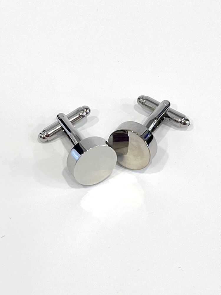 Silver small round cufflinks - 1 pair