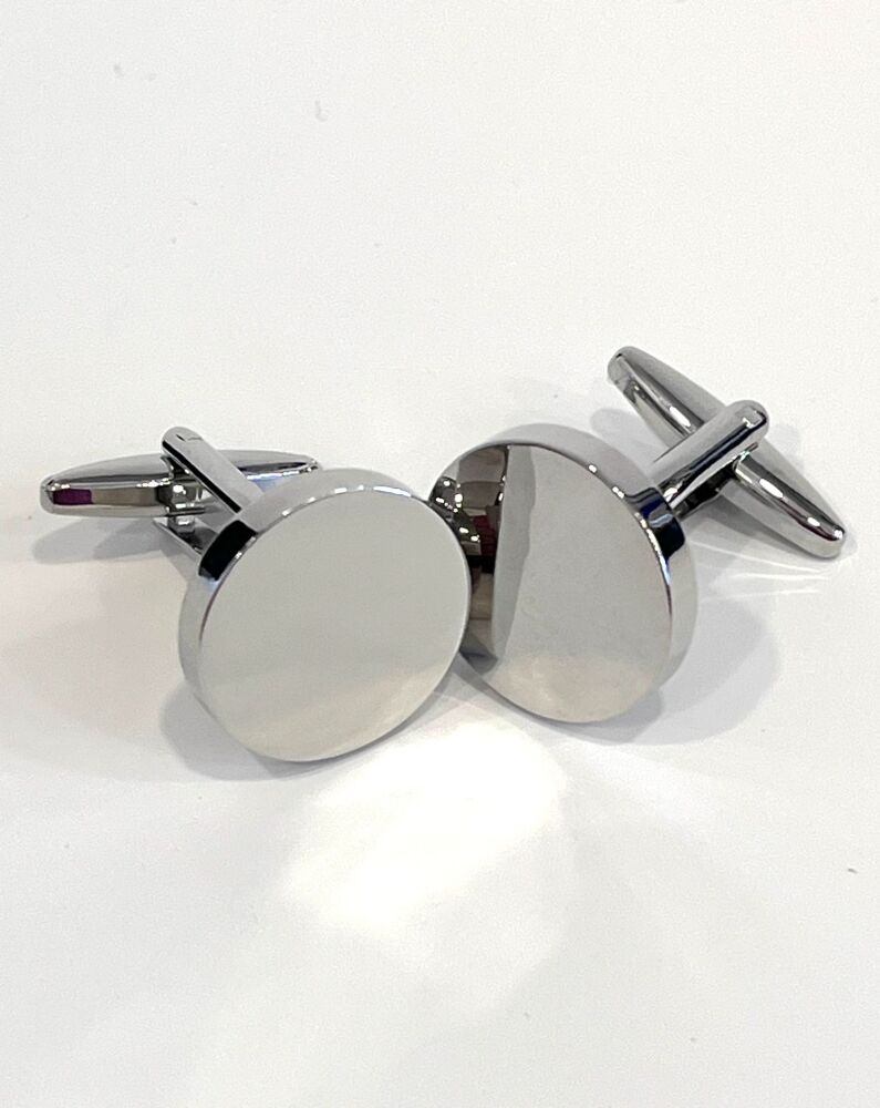 Silver Round Cufflink - 1 pair