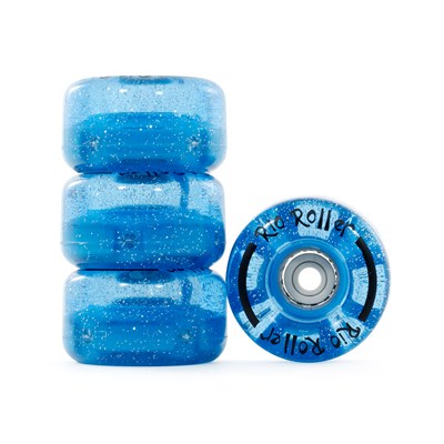 Rio Roller Light Up Flashing Skate Wheels in Blue Glitter (set of 8)