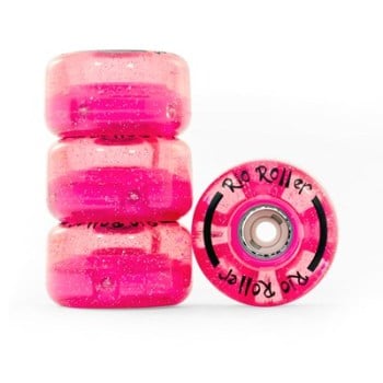 Rio Roller Light Up Flashing Skate Wheels in Pink Glitter (set of 8)
