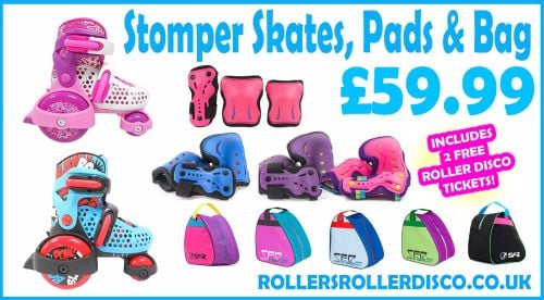 SFR Stomper Roller Skate Deal with Safety Pads Set & Skate Bag