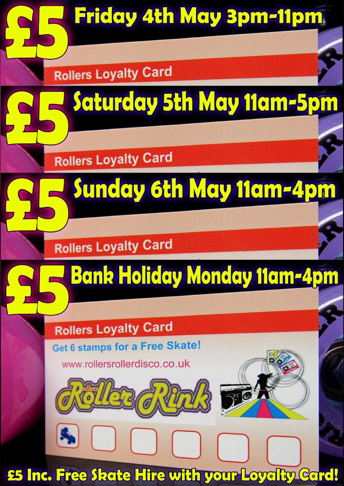 Loyalty Card Five Pound Bank Holiday Weekend Roller Disco May 2018 Cornwall