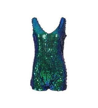 Women's Sequin One Piece Green Playsuit - Various Sizes 8-12