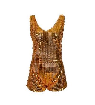Women's Sequin One Piece Gold Playsuit - Various Sizes 8-12