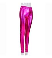 Women's High Shine Laser Effect Pink Leggings - One Size