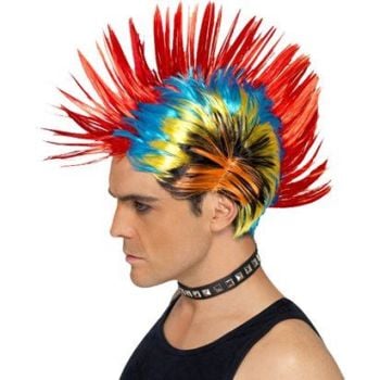1980's Punk Mohican Mohawk Wig - Multi Colours