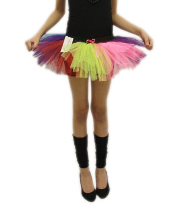 Childs 80s Fancy Dress Tutu - Neon Rainbow Colours