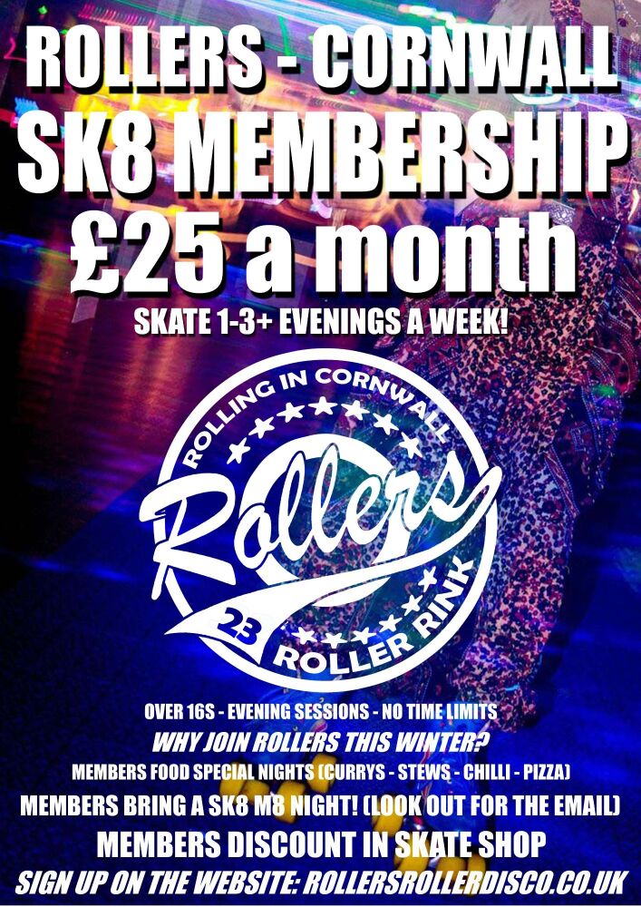Rollers Roller Disco Skate Membership Winter Cornwall 2023 V2