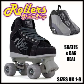 Rio Roller Lumina Roller Skates & Skate Bag Deal - Black and Grey