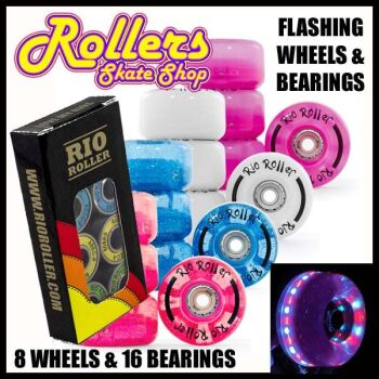 Rio Roller Light Up Flashing Skate Wheels & Bearings Combo Deal