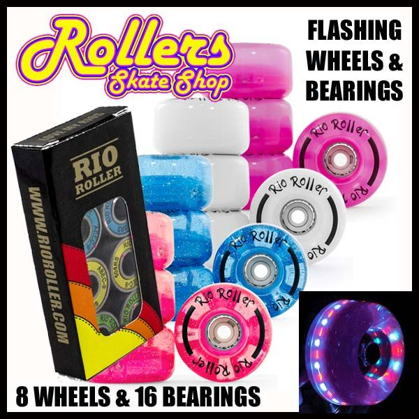 Rio Flashing Light Up Roller Skate Wheels & Bearings Set