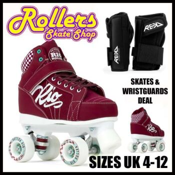 Rio Roller Mayhem Skates & Rekd Pro Wristguards Combo Deal - Red