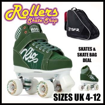 Rio Roller Mayhem Skates & SFR Large Skate Bag Combo Deal- Green