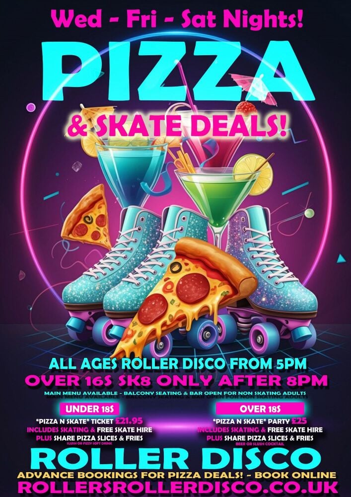 Teen &amp; Adults Pizza and Skate Parties on Wednesday, Friday and Saturday Nig