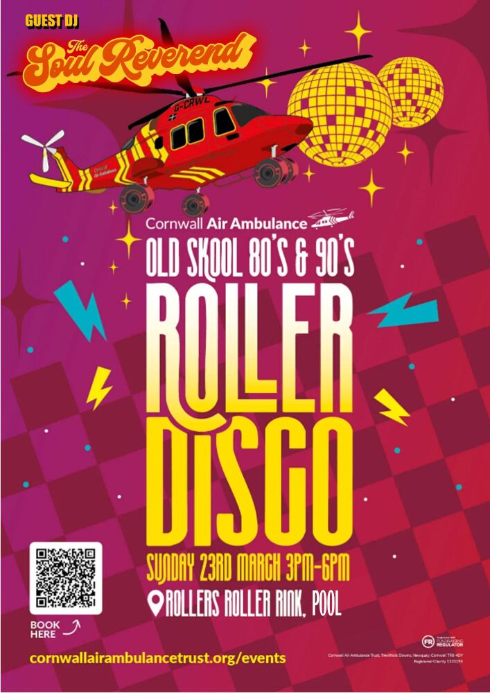Air Ambulance Fundraiser Roller Disco Pool Cornwall 2025 with Dj The Soul R