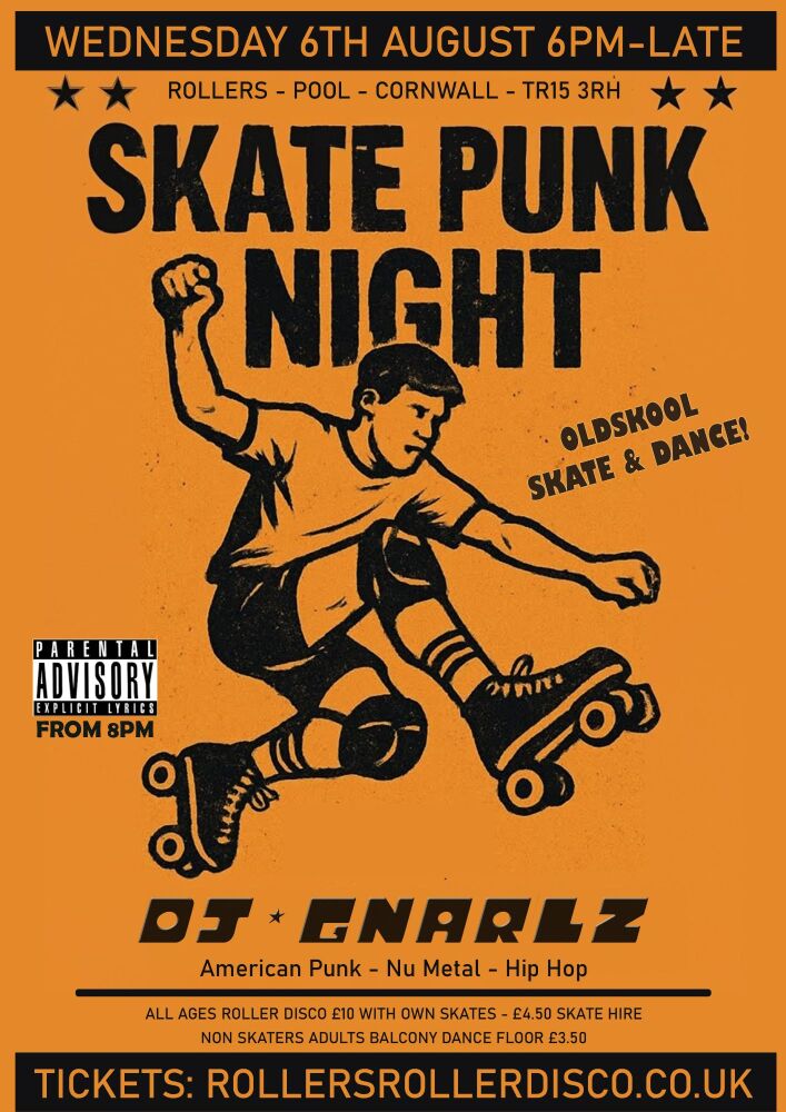 Skate Punk Night Wed 6th August