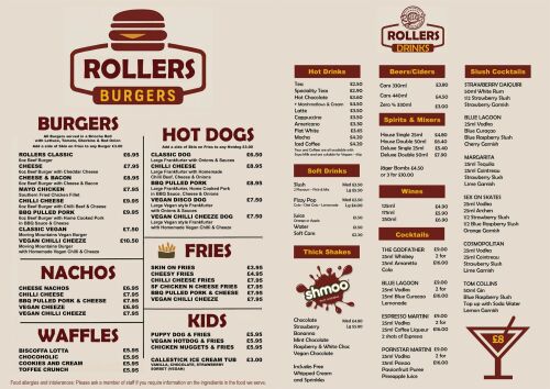 Burger and Drinks Menu 2025 Winter