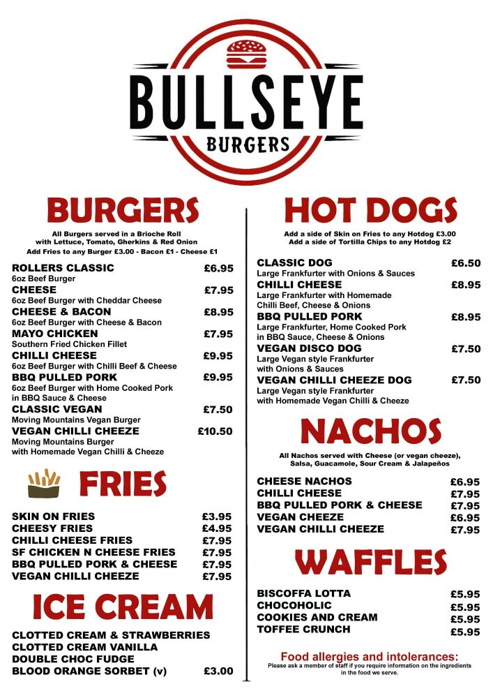 Bullseye Burger Menu 25