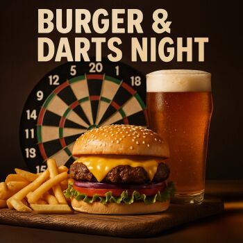 Upstairs! - Burger and Darts Night - Adults Meal & Drink - Darts, Djs & 80s Retro Games