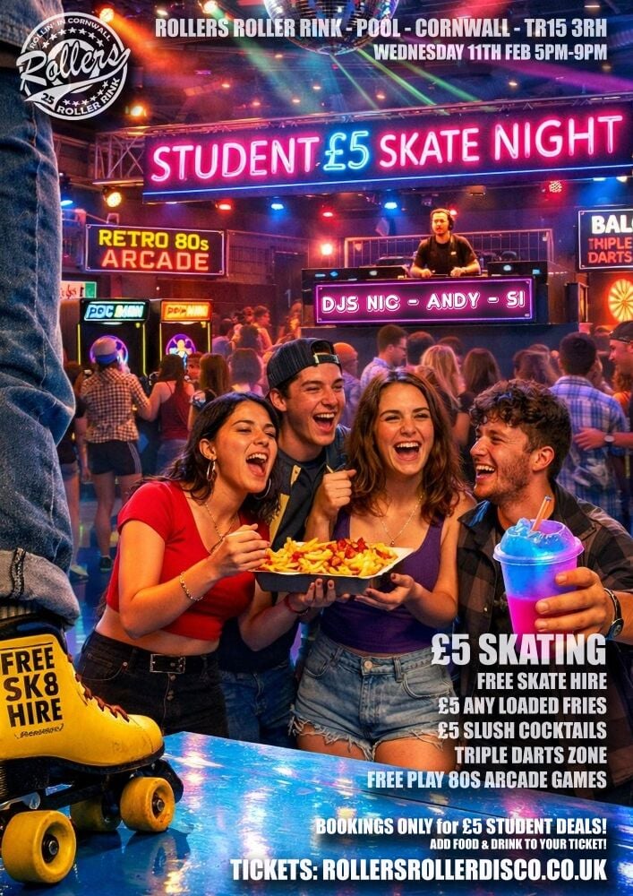 Student Skate Night - £5 Food and Drink Deals - Wed 11th Feb 2026 Student Skate Night - £5 Food and Drink Deals - Wed 11th Feb 2026