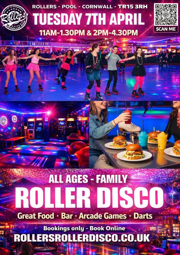 Family Roller Disco Tuesday 7th April - Rollers Cornwall
